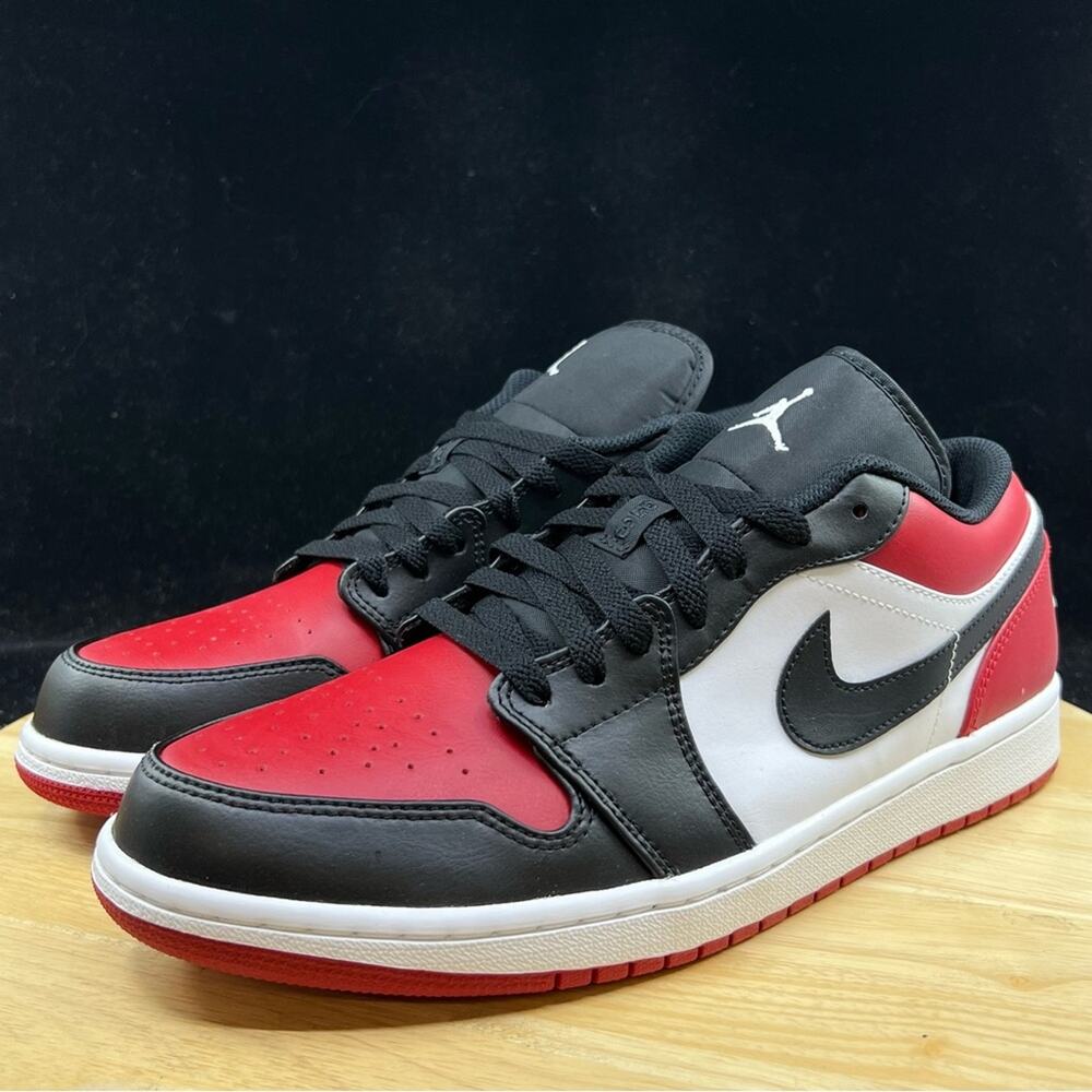 Nike Air Jordan 1 Low Shoes Bred Toe Black Red White 553558-612 Men's NEW Sz 13 - Picture 8 of 9
